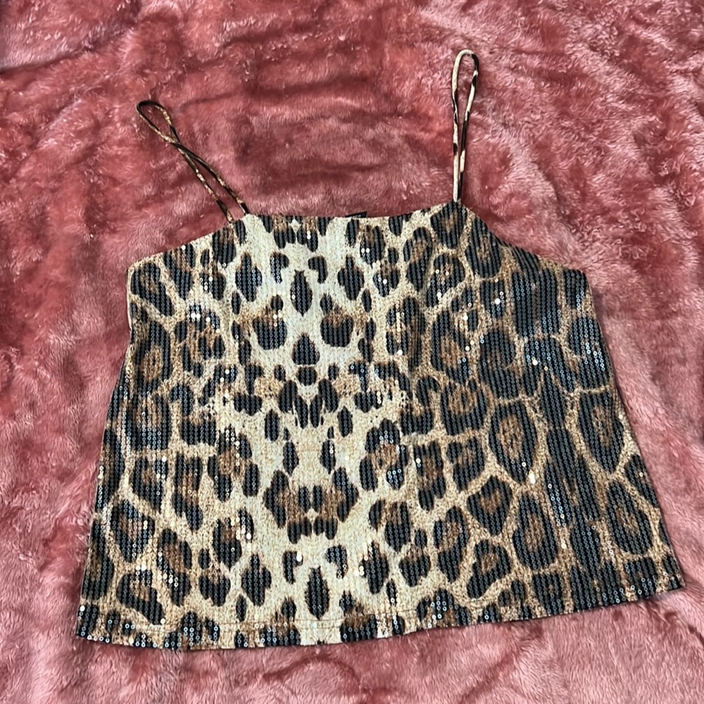 Cheetah sequin tank top